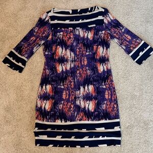 Ali Ro Vibrant Purple and Orange Long Sleeve Dress